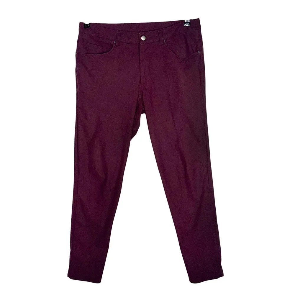 Lululemon ABC Pant Slim Warpstreme Dark Red Maroon 5-Pocket Technical Pants 34
